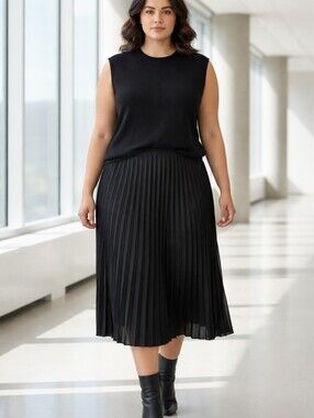 Evelyn Grace Women 2X 100% Cashmere Black Sleeveless Sweater Tank Plus 0031